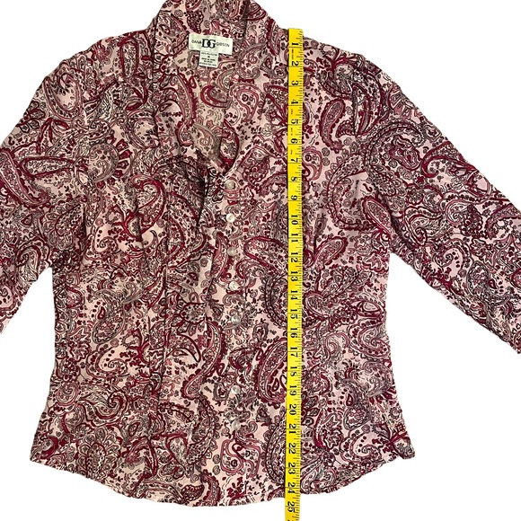 VINTAGE DANA GIBSON SHIMMERY PAISLEY FLORAL RUFFLE SLEEVE PUSSY BOW BLOUSE  SZ M - Picture 13 of 16